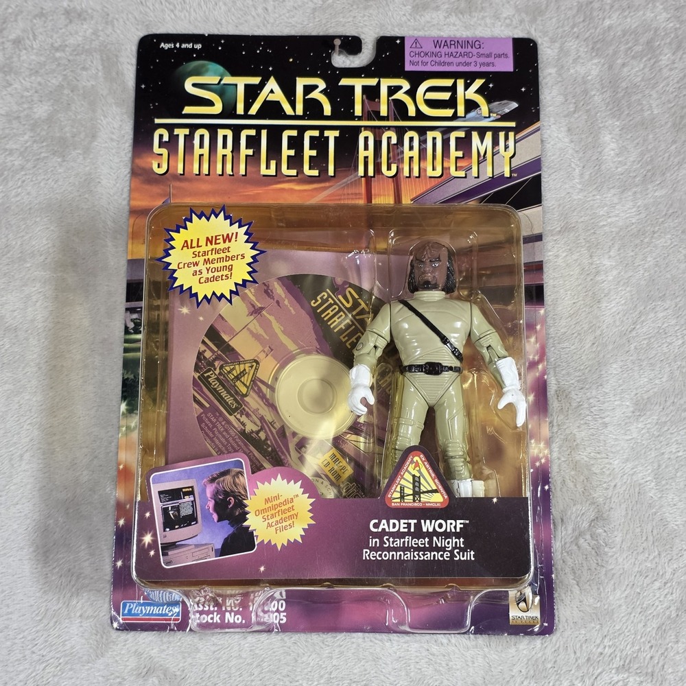 Playmates Star Trek Cadet Worf Figure 1996 Starfleet Academy MOC Vintage